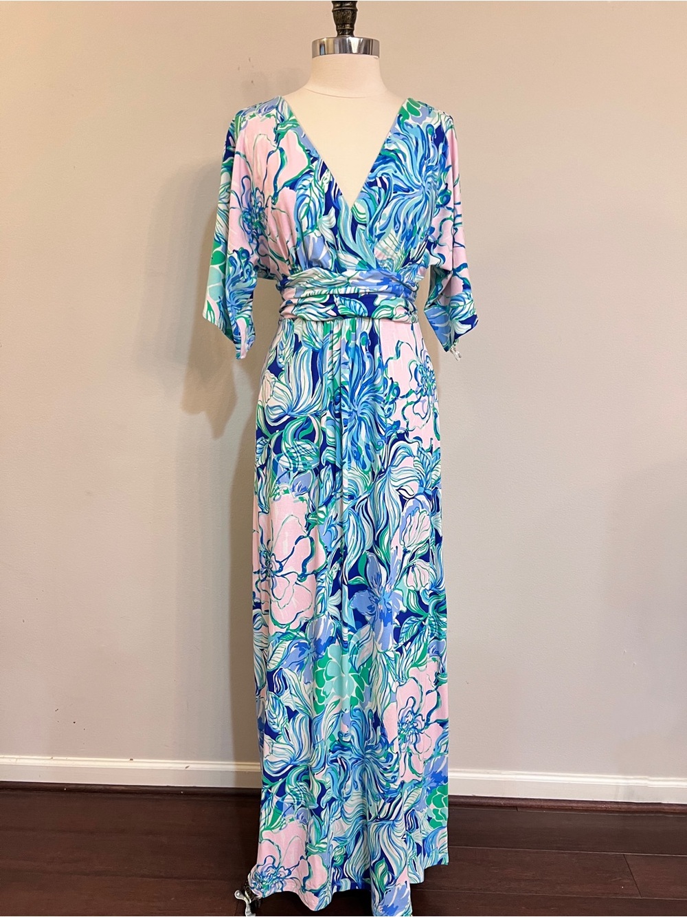 NWT Lilly Pulitzer Parigi Maxi Dress Party Thyme Print Sz L HTF Rare Green Flora